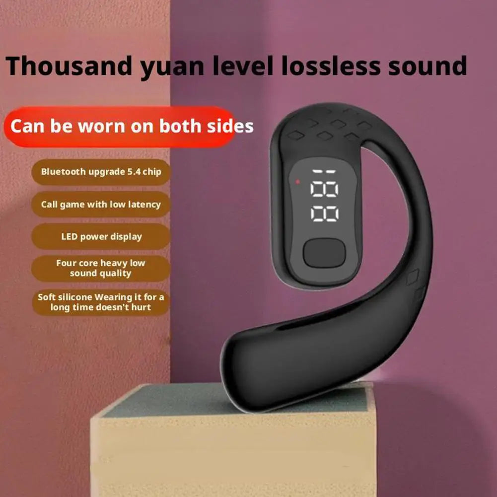 Wireless Bluetooth 5.4 Earphone Long Standby Ear Hook,Business HD Calling Mic Surround Sound Waterproof Earbud Outdoor