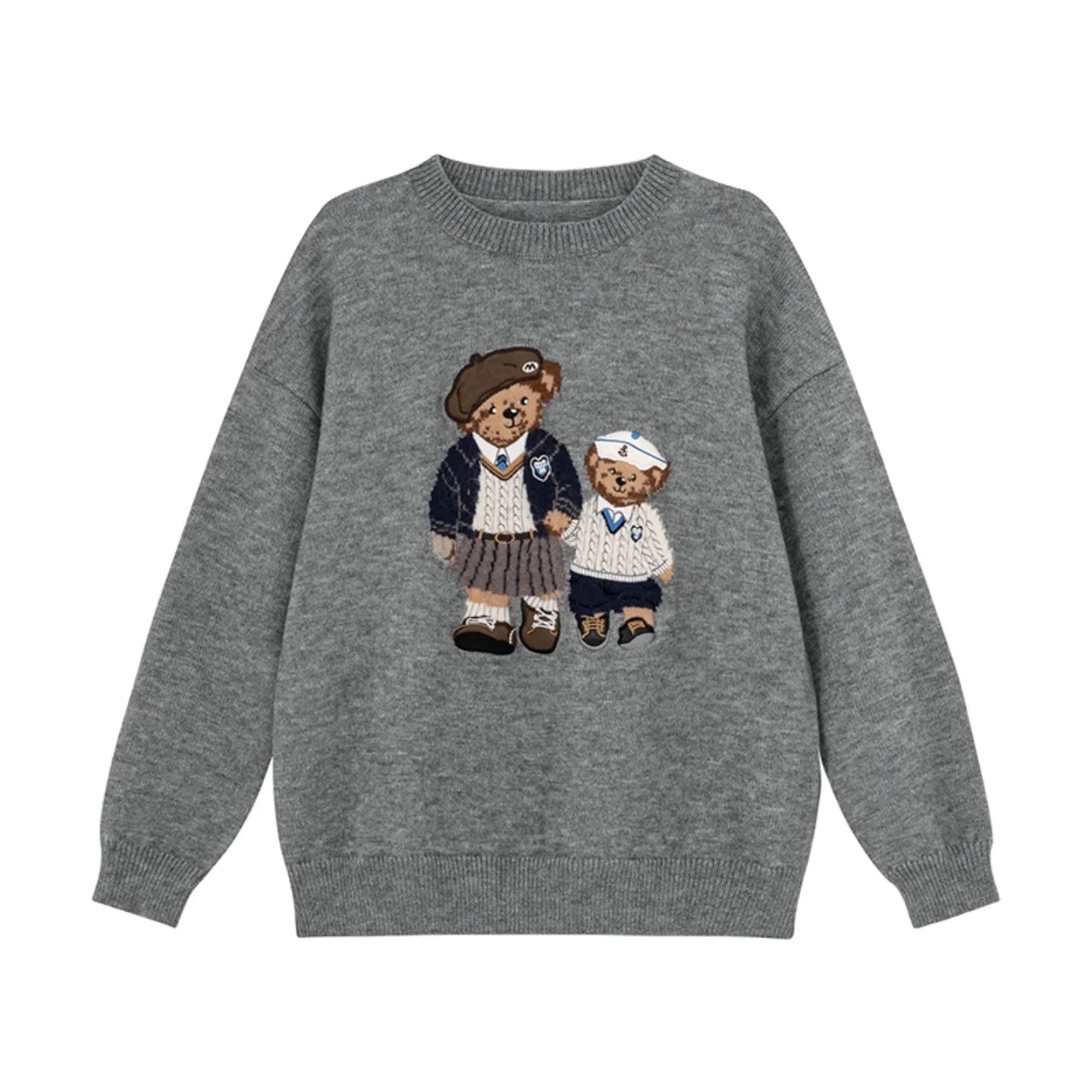 Korean Style Autumn Fashion College Wind Twist Bear Embroidery Knitted Sweater Women's Soft Cozy Overhead Sweater Long Sleeve...