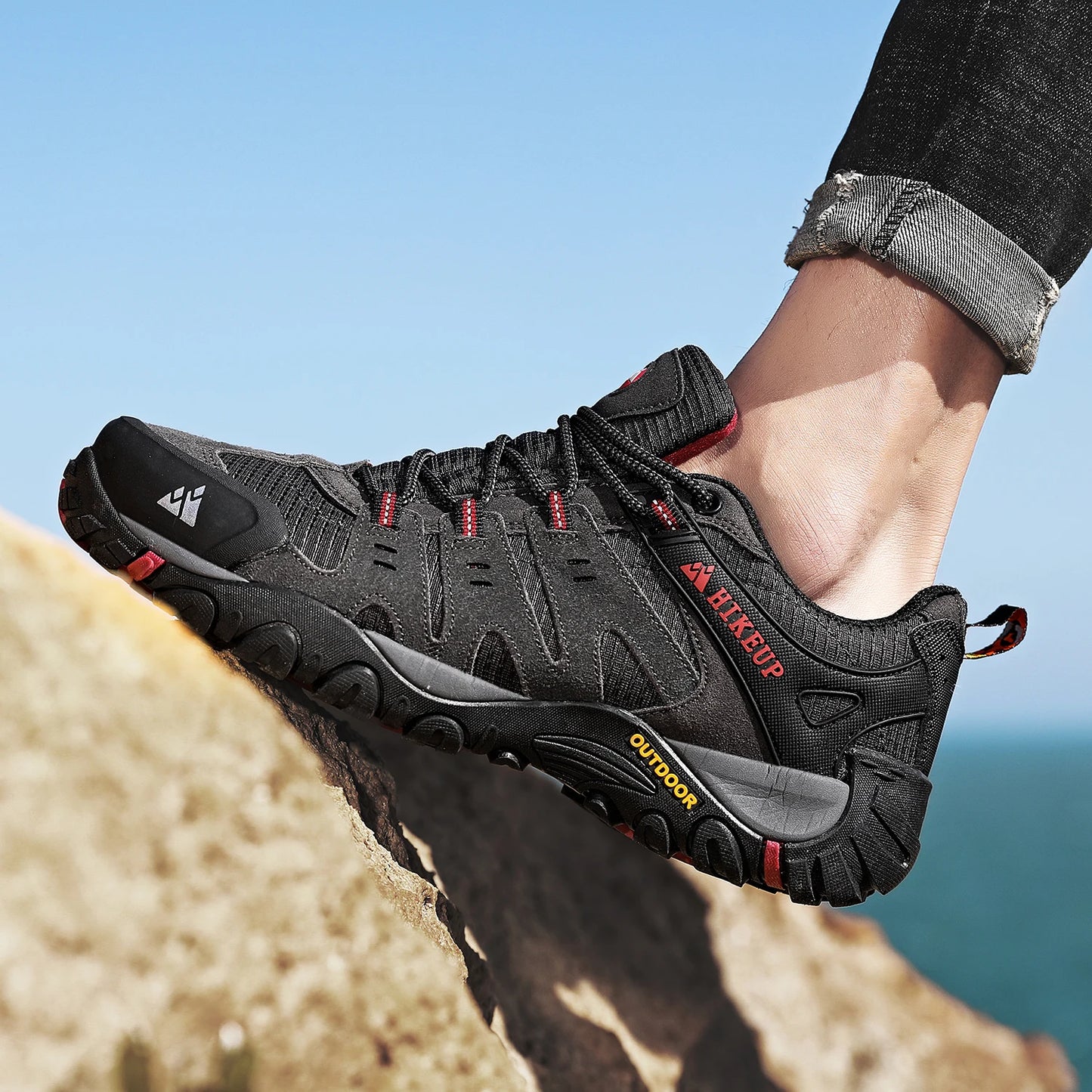 Sneakers Men's Hiking Shoes Suede Leather Outdoor Shoes Wear-resistant Men Trekking Walking Hunting Tactical Sneakers