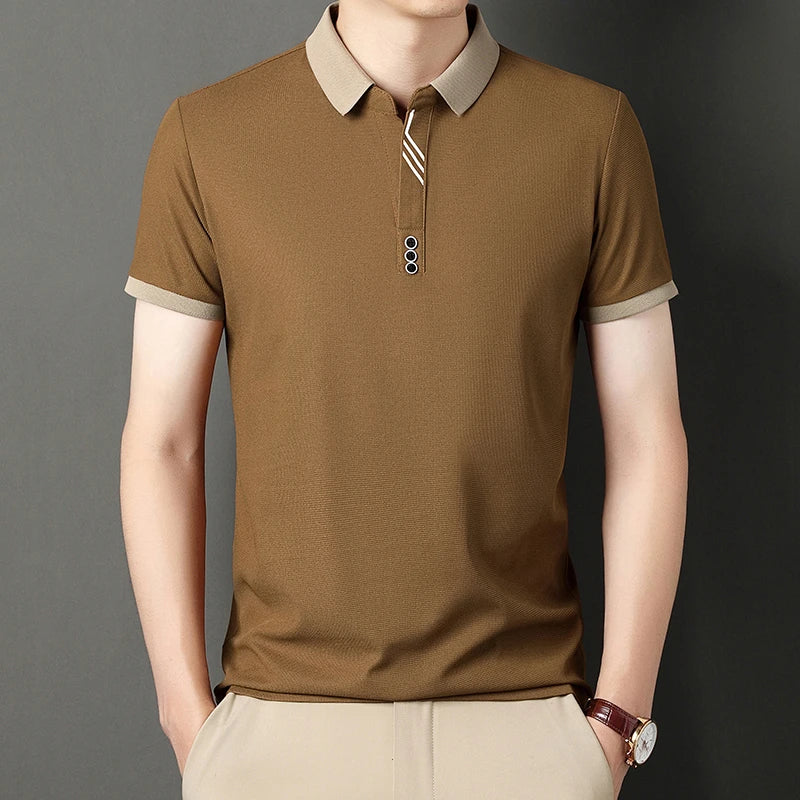 Polo Men's Solid Color Casual Fashion Short Sleeve Polo Shirt Summer Comfortable Top for Business And Leisure