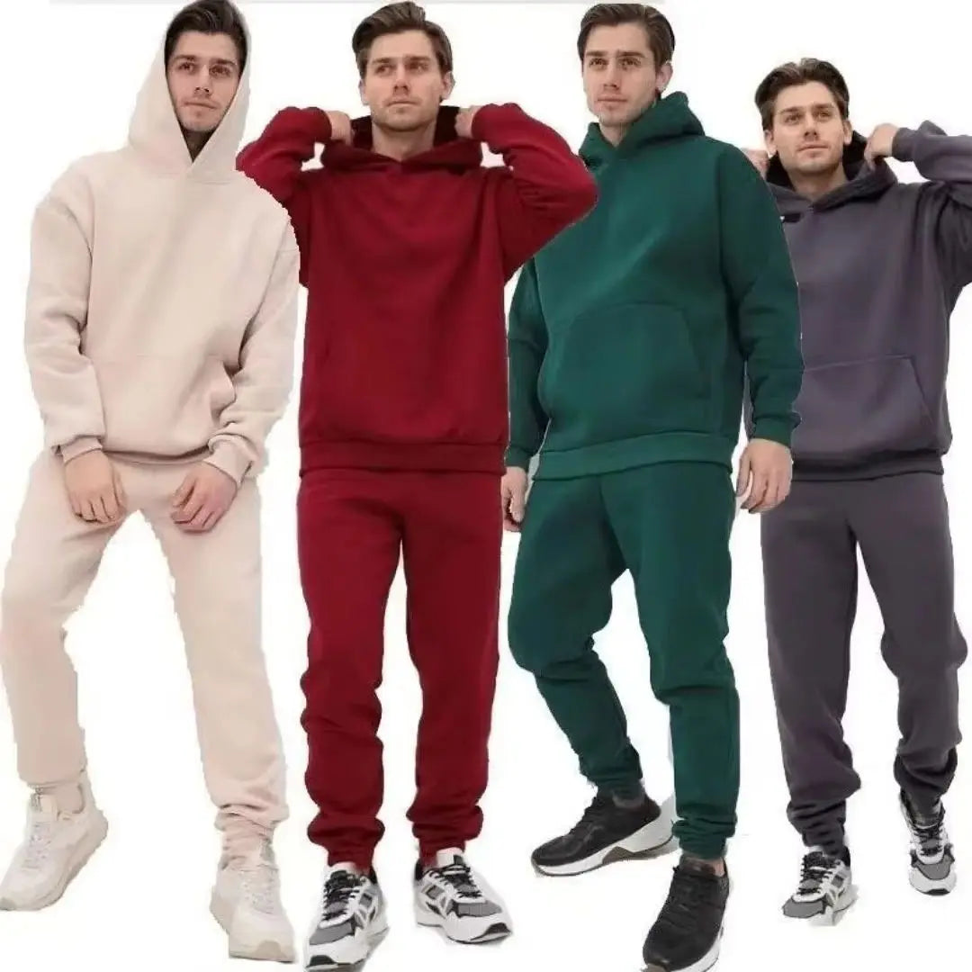 Trend Casual Fashion Thickened Long-sleeved Sweater Pants Two-piece Cap Suit Men Women