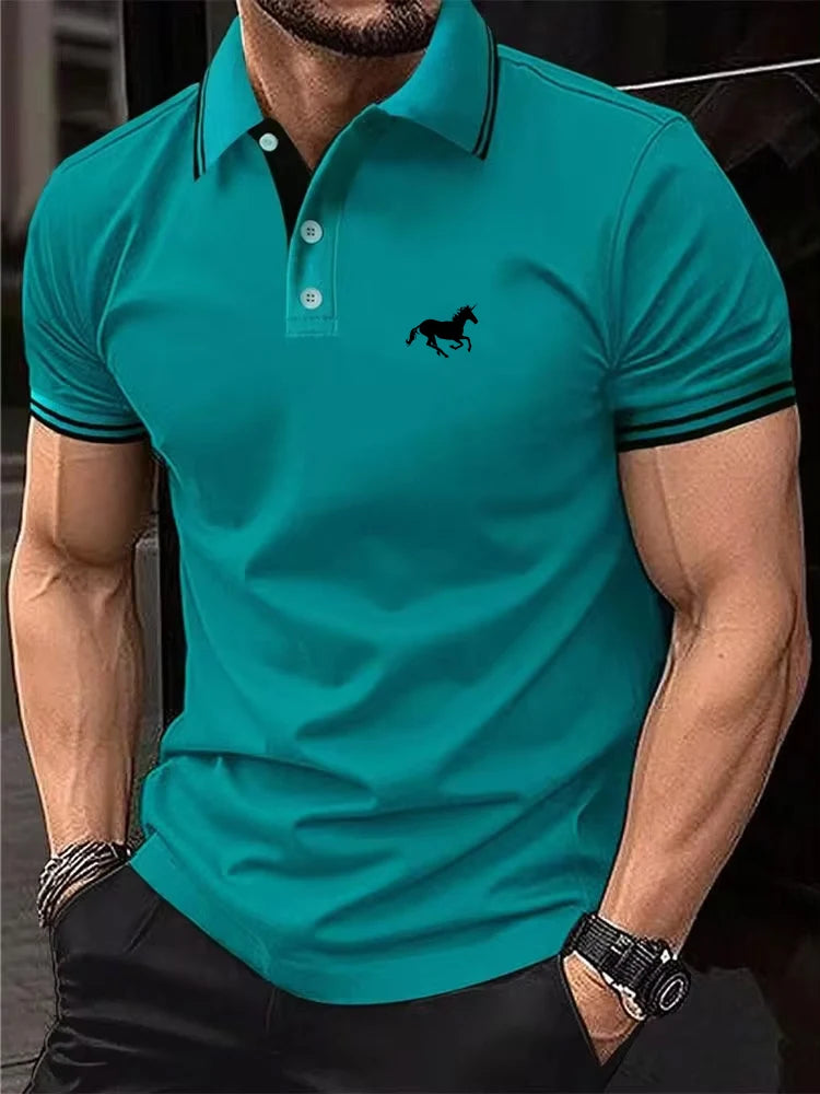 Polo New Men's T-shirt Classic Short sleeved Polo Shirt Summer Top Casual T-shirt Button Lapel Super Large S-3XL Casual Polo Shirt
