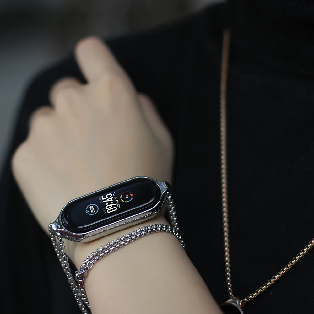 Necklace for Mi Band 10 9 8 7 6 5 4 3 Smart Bracelet Strap for Mi Band 9 Metal Wristband for Mi Band 7 6 Hanging Neck Decoration