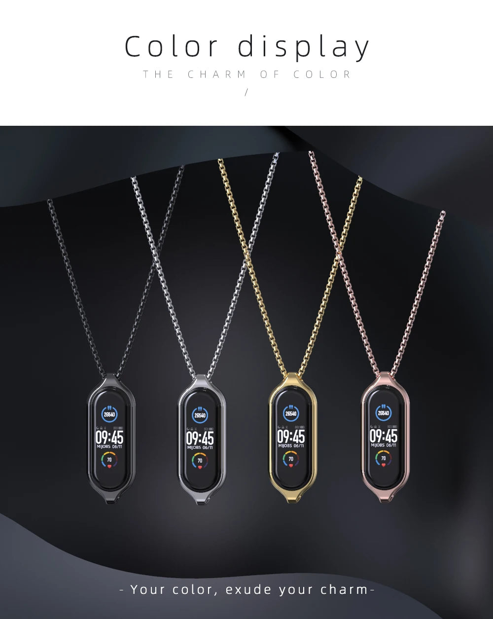 Necklace for Mi Band 10 9 8 7 6 5 4 3 Smart Bracelet Strap for Mi Band 9 Metal Wristband for Mi Band 7 6 Hanging Neck Decoration
