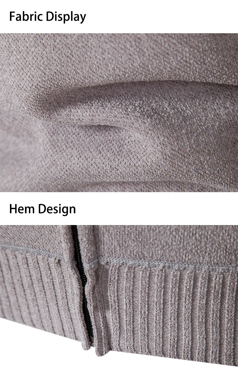 Sweater Coat Brown Jacket Business Casual Turtleneck Zipper Overcoat Wool Velvet Pullovers Cold Sweatercoat