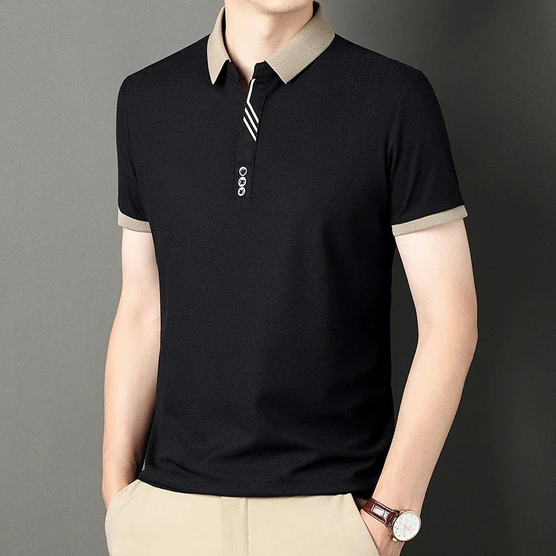 Polo Men's Solid Color Casual Fashion Short Sleeve Polo Shirt Summer Comfortable Top for Business And Leisure