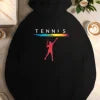 Red tennis player silhouette  women's casual hoodies
