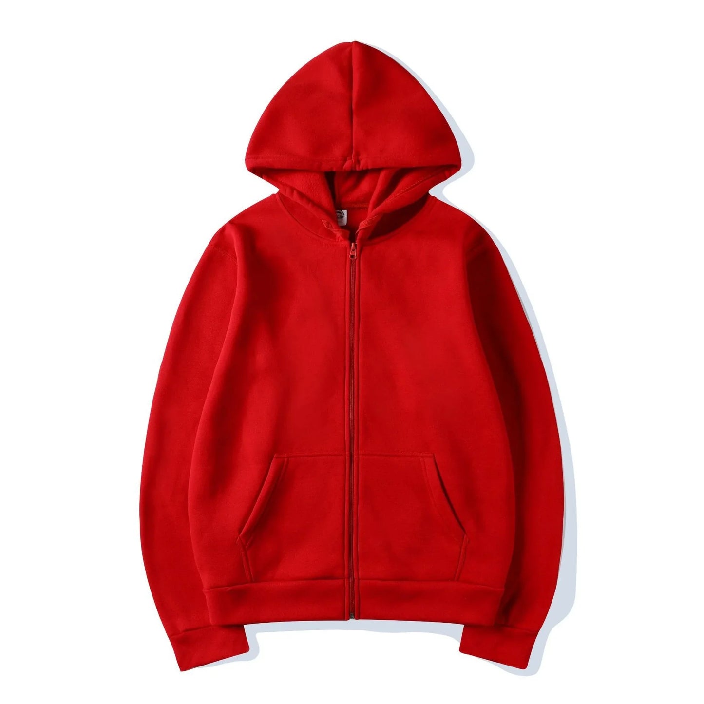 JUMPER New Trendy Sweatshirt Coat Front Pockets Warm Zipper Lamb Wool Jacket Men and Woman Autumn Winter Pure Color Cardigan Hoodie