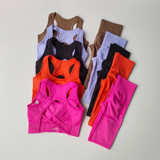 Legging 2PCS Sports Bra Women's Set Professional Fitness Tank Top Bra Shockproof Running Leggings Yoga Suit Beautiful Back Bra Clothing