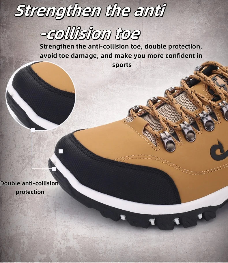 Sneakers Men's Waterproof Hiking Shoes, Outdoor PU Leather Sports Shoes, Wear-Resistant,  Walking, Tactical