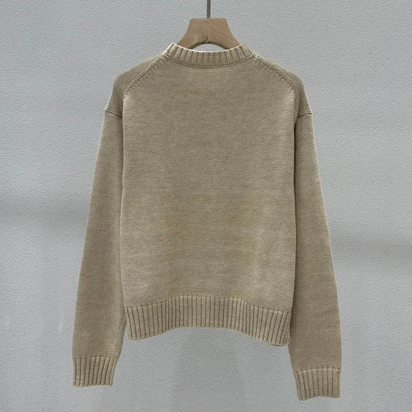 Loose Fit round Ne Knitted Sweater Cotton Bear Cartoon Design Casual Sle Women's Faion Autumn Winter Wool Blend Top