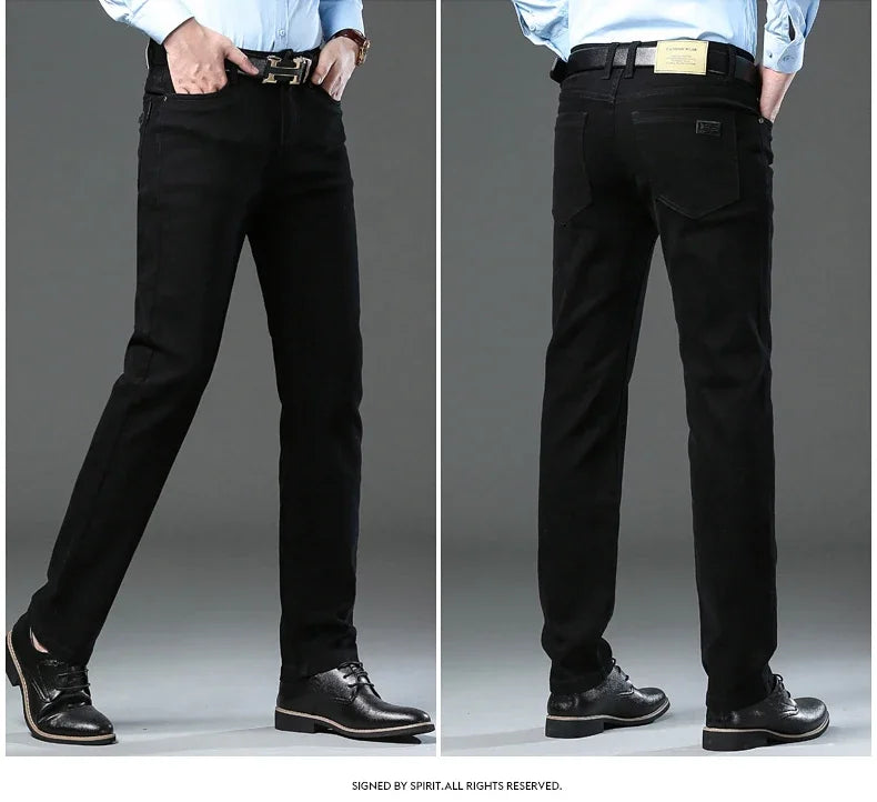 Men's Clothing Slim Jeans Fashion Brown Business Casual Stretch Denim Pants Male Brand Trousers