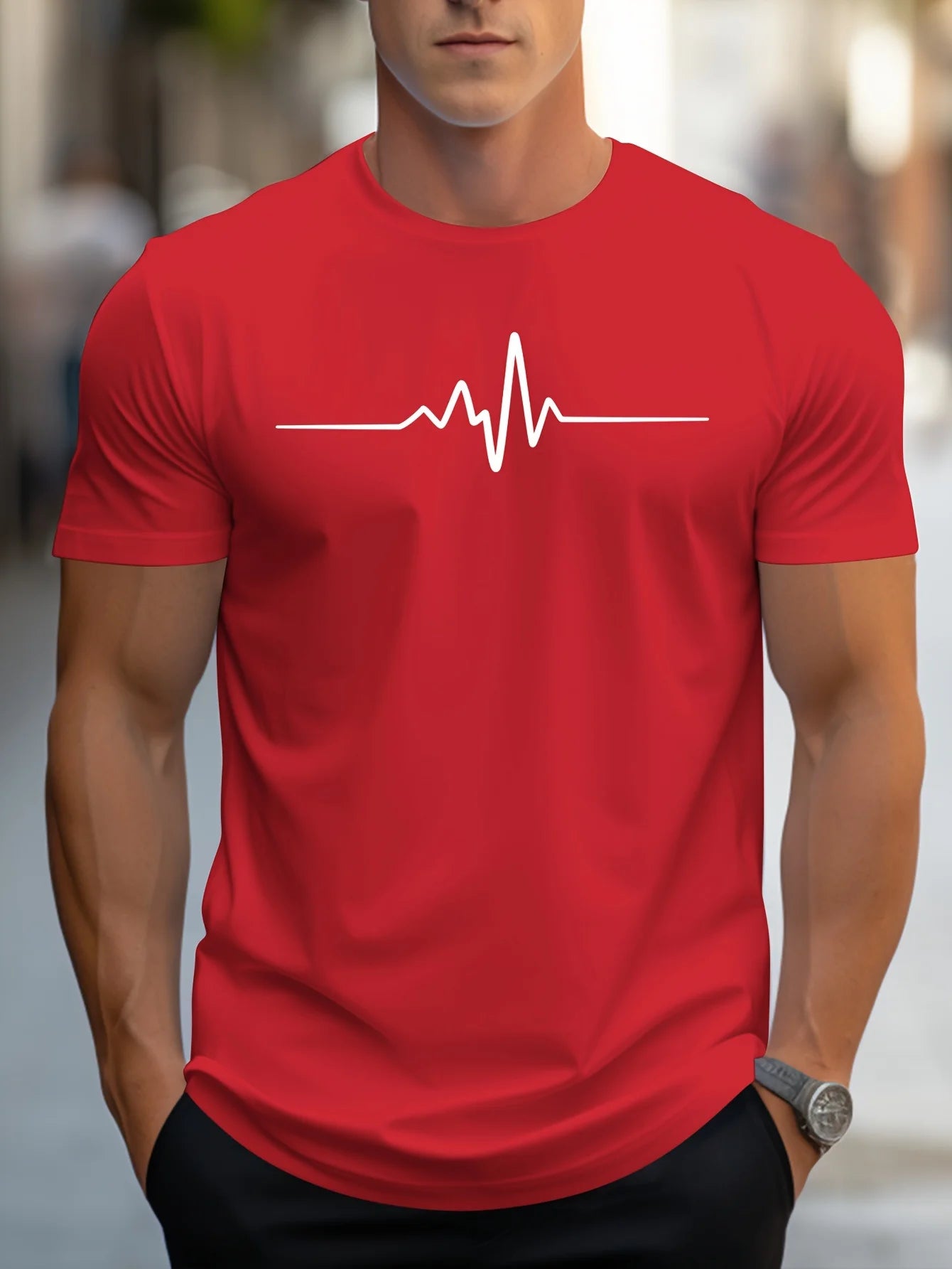 Men Short Sleeve cotton summer loose size Creative Graphic printed slim fit casual sports round neck short sleeved T-shirt top