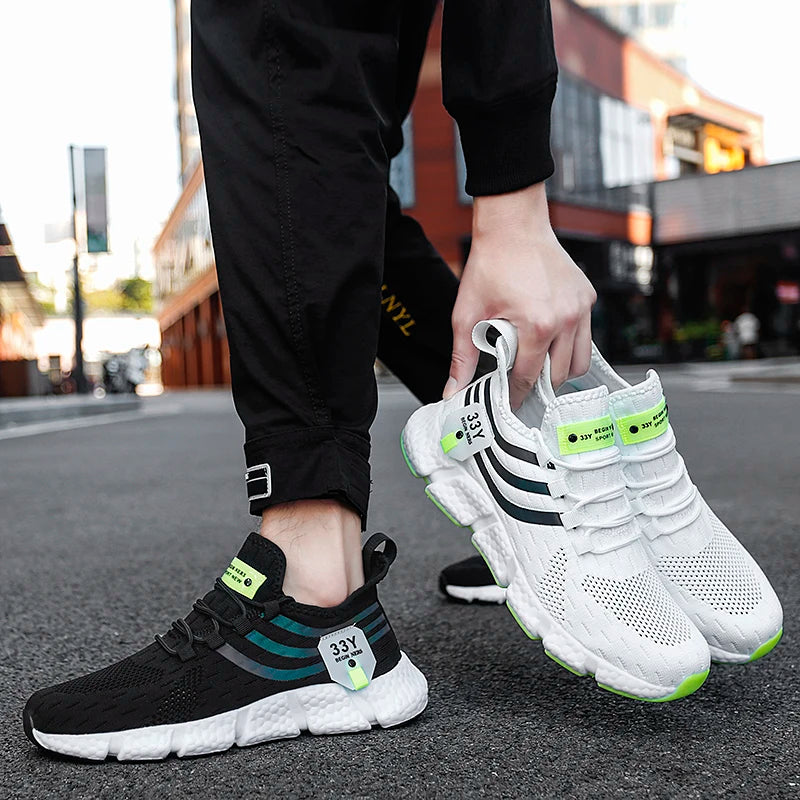 Sneakers Men Casual Sport Shoes Breathable Lightweight Sneakers Outdoor Mesh Black Running Shoes Athletic Jogging Tenis Walking Shoes