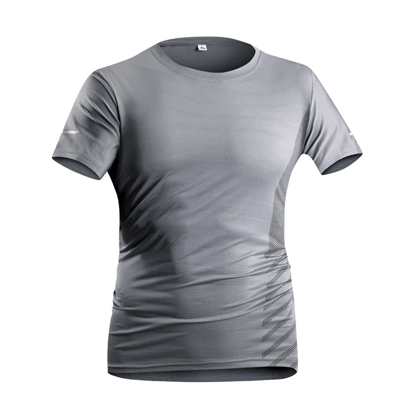 T-shirt Men Summer Ice Silk Thin Top Reflective Printing Quick Dry Short Sleeve Breathable Fitness Sports T-shirt 5XL