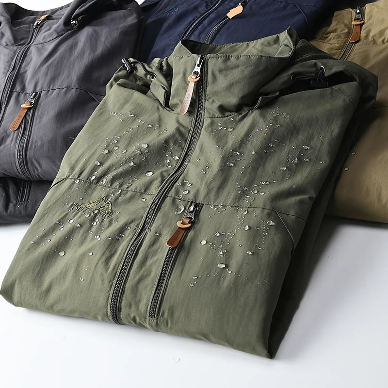 JUMPER Windbreaker Men Tactical Jacket Waterproof Outdoor Hooded Coat Sports Military European Size S-5XL Field Climbing Thin Outwear