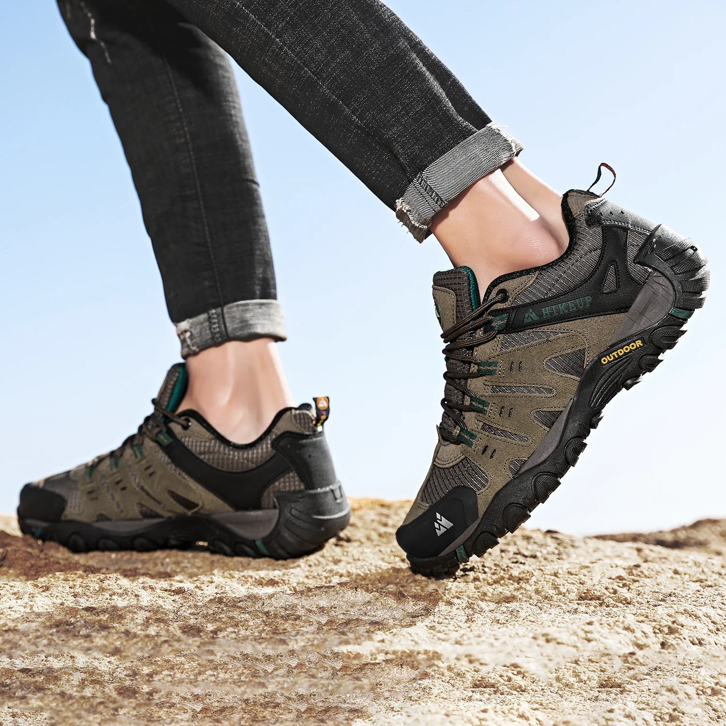Sneakers Men's Hiking Shoes Suede Leather Outdoor Shoes Wear-resistant Men Trekking Walking Hunting Tactical Sneakers