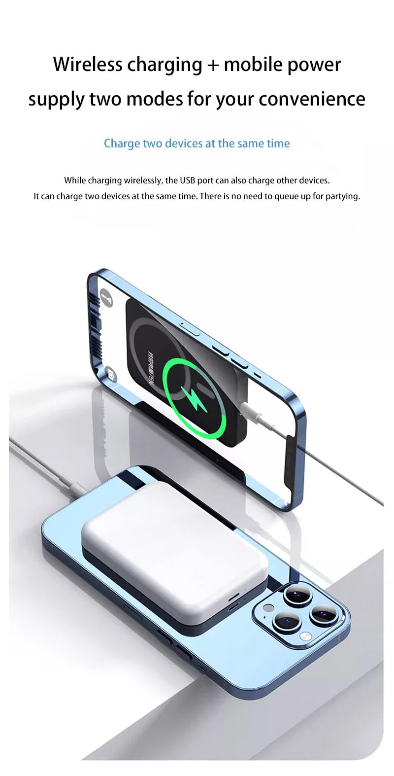 OnePlus 500000mAh Large Capacity PD20W Magnetic Wireless Power Bank External Portable Battery Pack For iphone Samsung Xiaomi