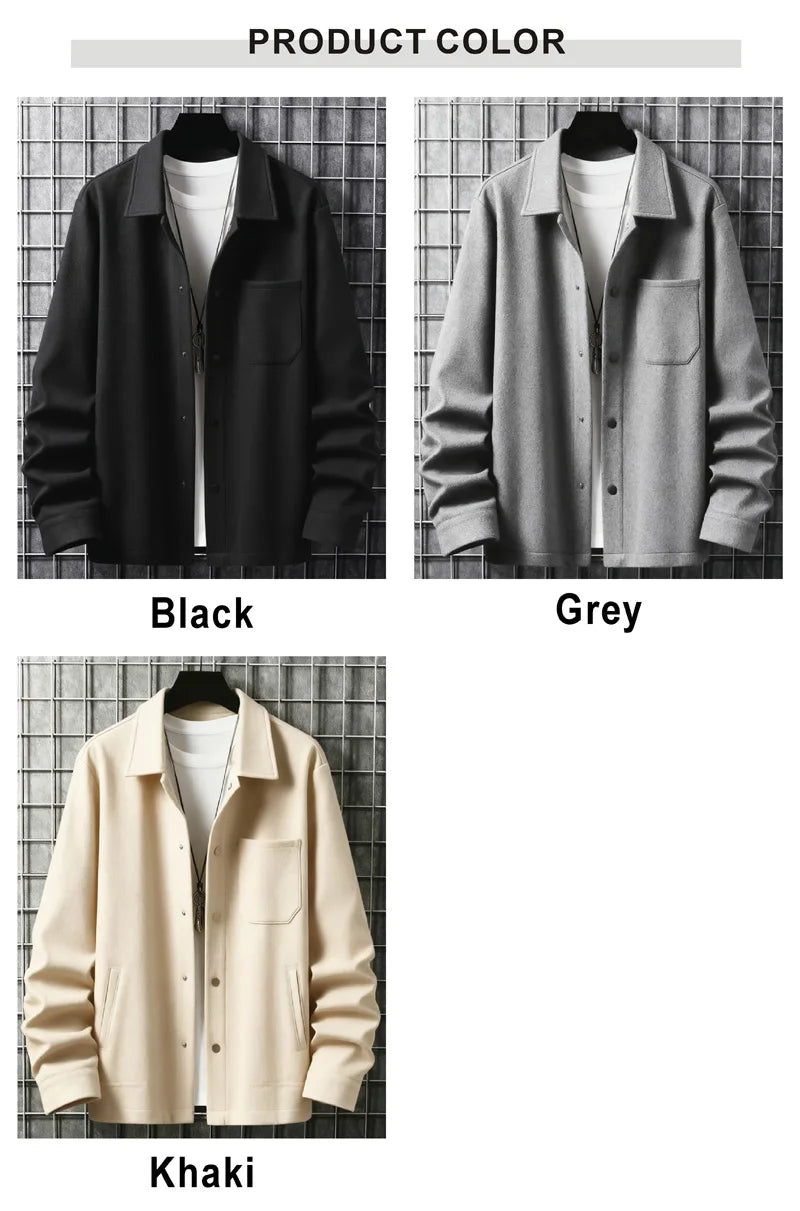 Jacket Lapel Button-Down Casual Coat for Autumn Winter Business，with Pocket