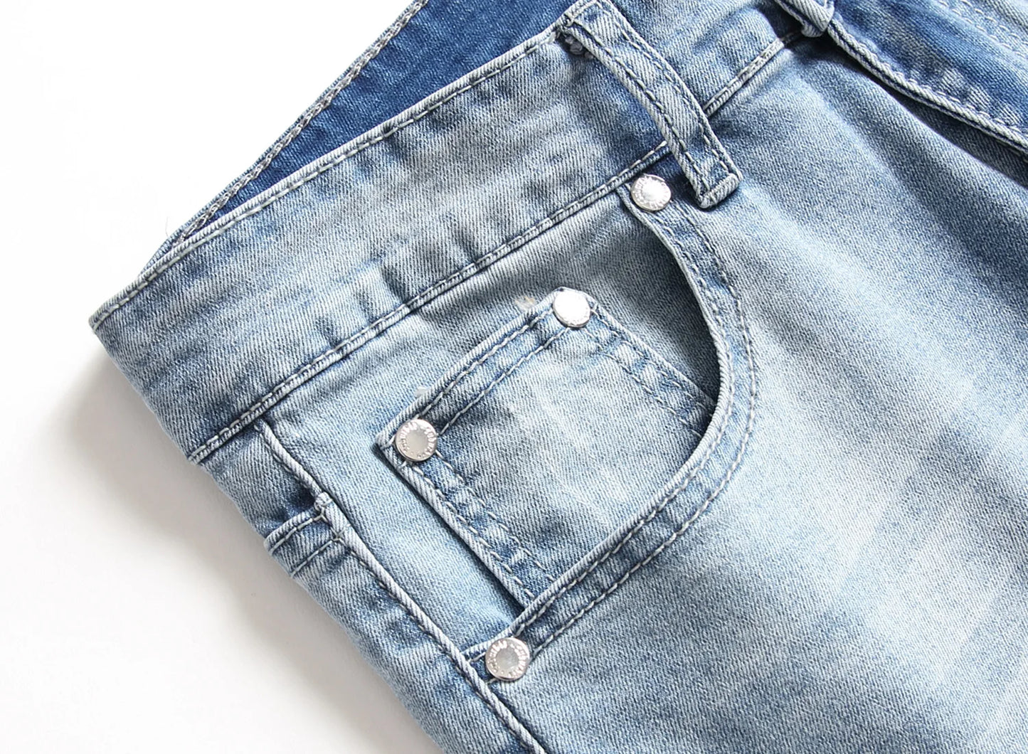 Men Vintage Wash Solid Denim Trouser Mens Casual Slim Fit Pencil Denim Holes Pants 2024