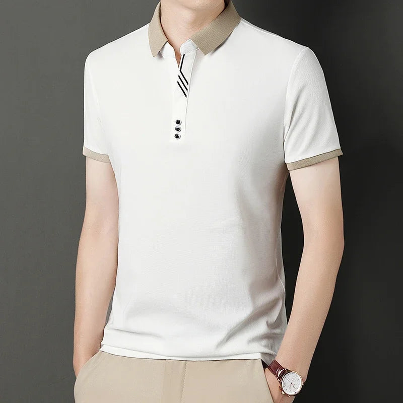 Polo Men's Solid Color Casual Fashion Short Sleeve Polo Shirt Summer Comfortable Top for Business And Leisure