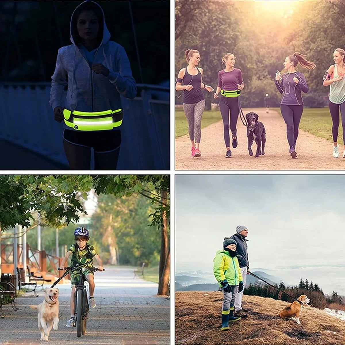 Dog Running Waist Leash Nylon Pet Leash with Waist Bag Retractable Elastic Belt Dog Traction Rope Reflective Belt Buckle