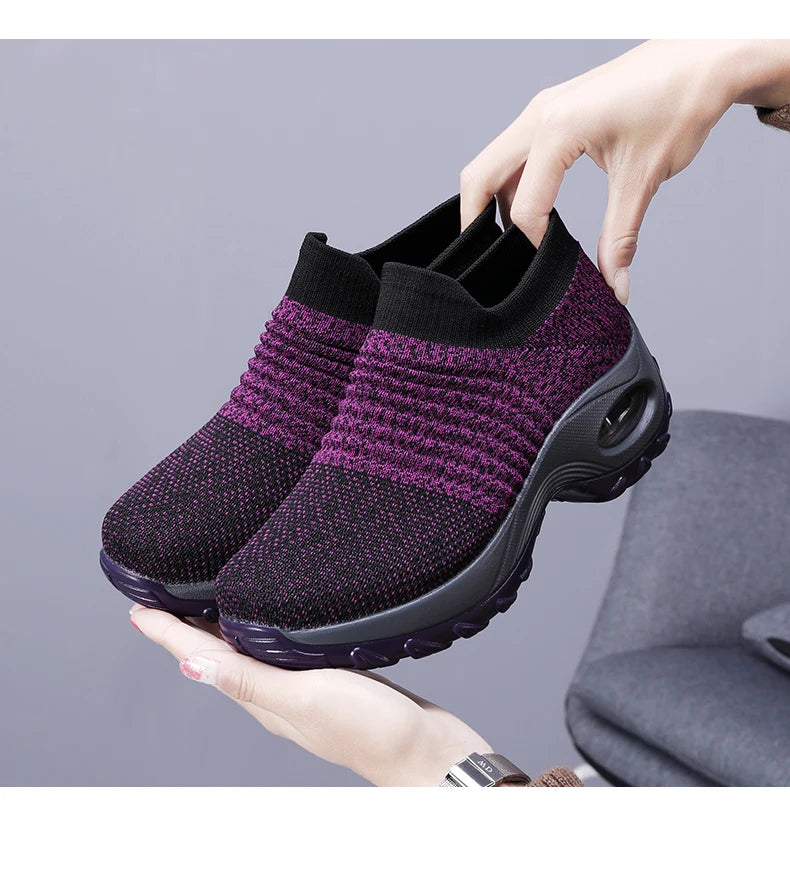 Women Sneakers Fashion Breathable Walking Mesh Platform Shoes Sneakers for Women Gym Vulcanized Shoes Black Female Footwear