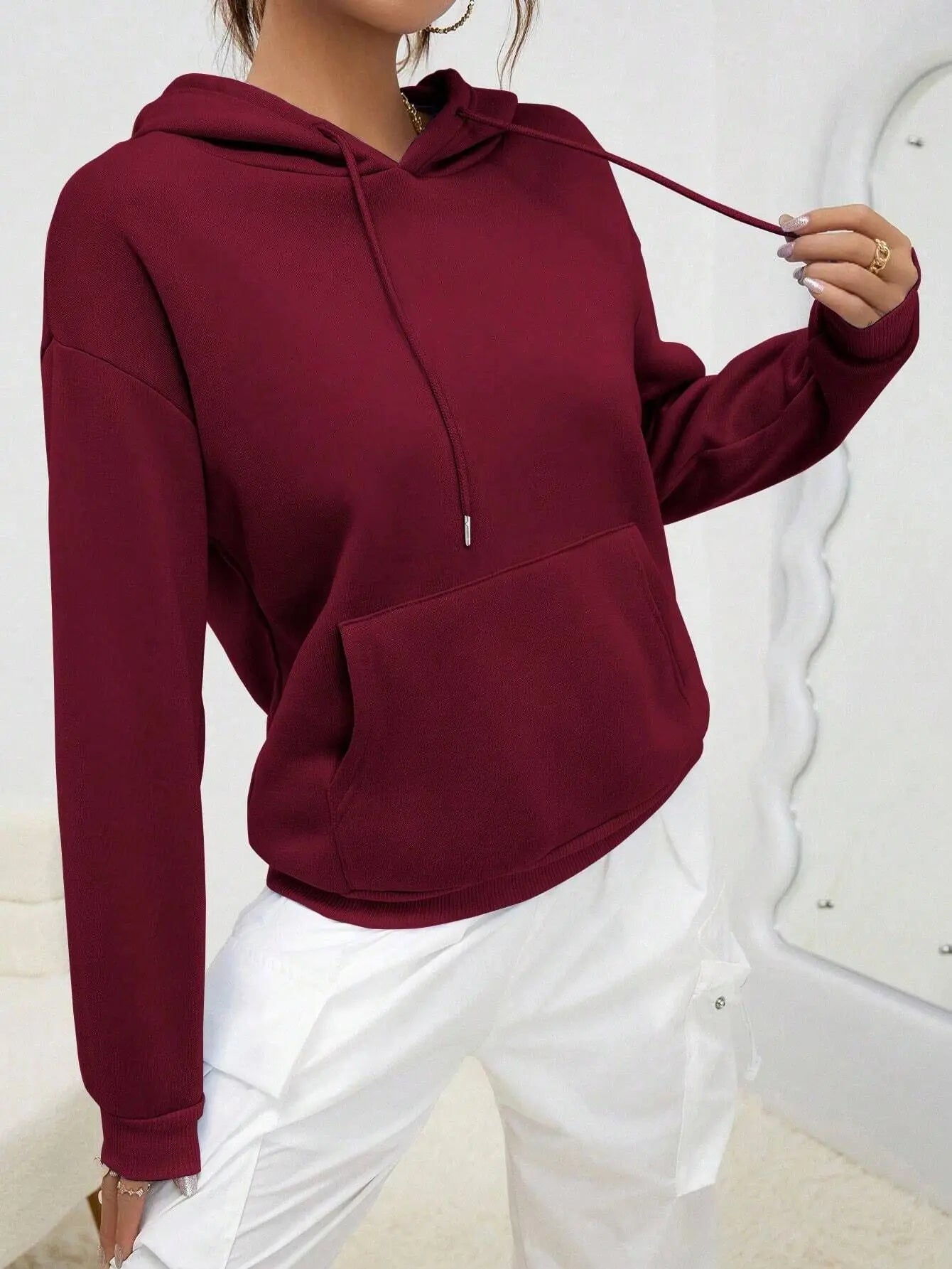 Solid Color Hoody For Female Autumn Fashionable Clothing Casual Fleece Pocket Hoodies Multicolor Unisex Women Streetwear