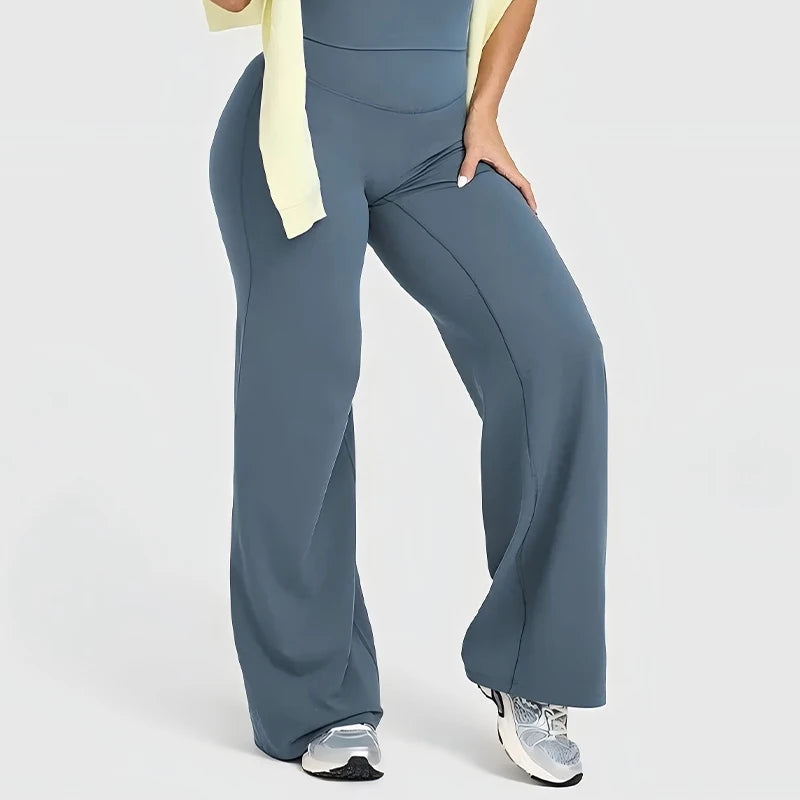 Leggings Straight Leg Bottoms For Women Soft Breathable Without Awkward Leggings Ties Yoga Wide-Leg Sports Pants