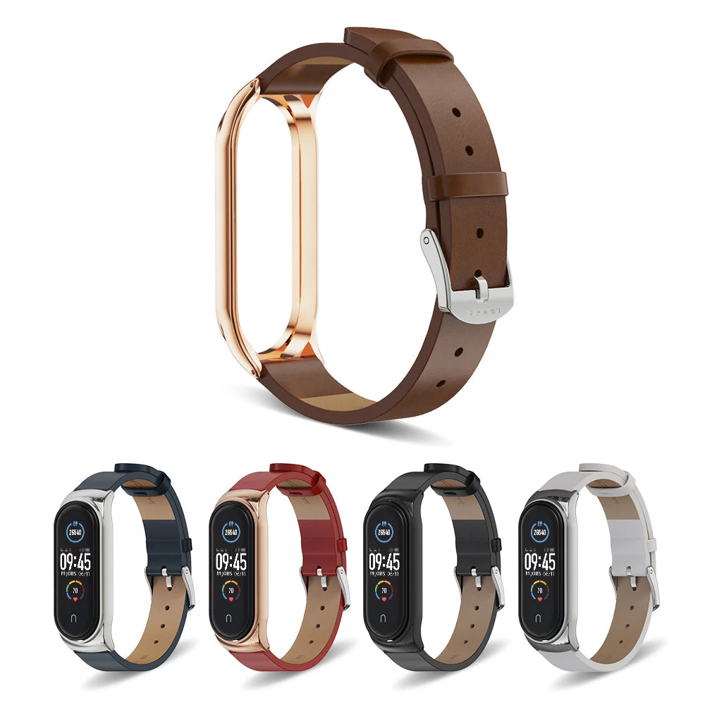 Strap for Mi Band 10 9 8 7 6 5 4 3 Leather Wristband For Miband 8 7 6 NFC Global Version Bracelet for Mi Band 5 6 7 8 Correa