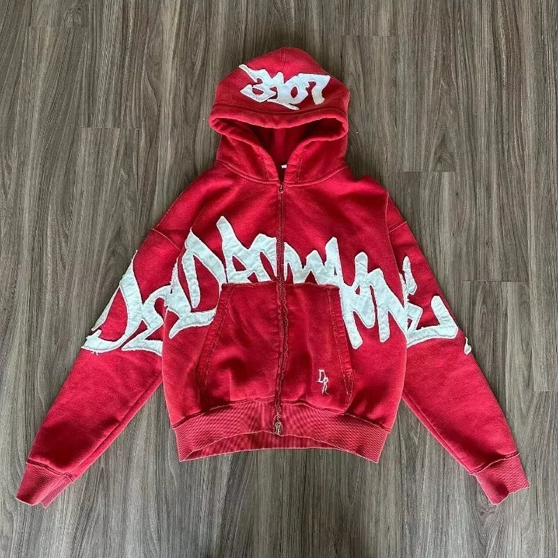 Hoodies Women American Y2K New Hip Hop Trend Zipper Hoodie Women Street Casual Loose Joker Vintage Sweatshirt Unisex Fleece Padded Warm Hoodie