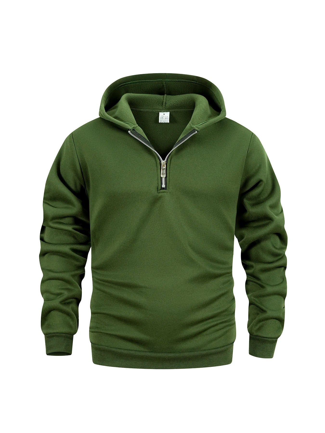 Men's Quarter Zip Up Hoodies Autumn Warm Long Sleeve Sweatshirt Fashion Street Casual Pullover Solid Color Basic Men Clothing