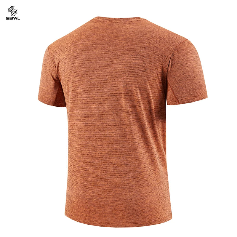 T-shirts Fashion football style men's outdoor running fitness loose short sleeve T-shirt Breathable quick drying casual Gym Tops