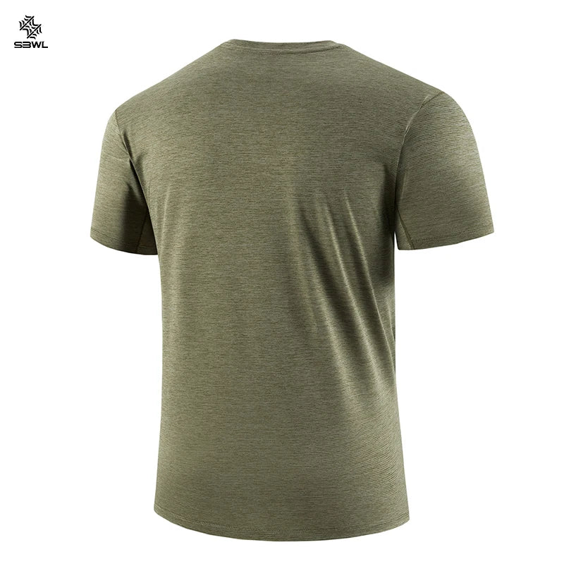 T-shirts Fashion football style men's outdoor running fitness loose short sleeve T-shirt Breathable quick drying casual Gym Tops