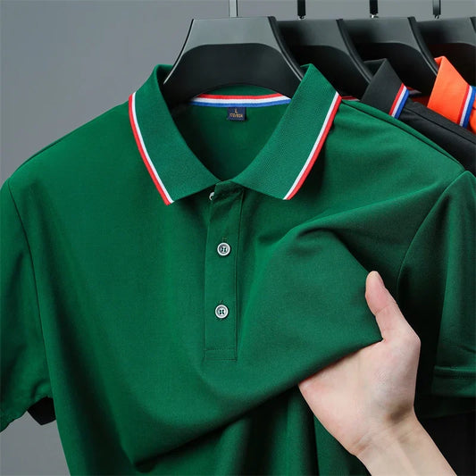 Polo New Men's Casual Solid Color Short Sleeved Polo Shirt Summer Fashionable and Comfortable Versatile Top