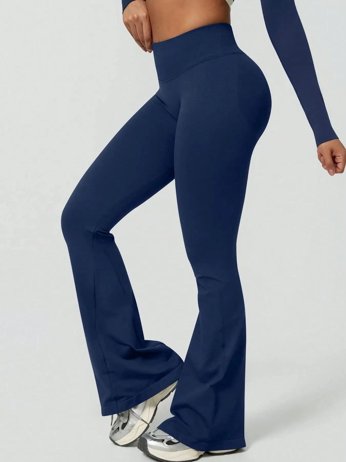 Women's High Waist Flare Yoga Pants Solid Seamless Wide Waistband Wide Leg for Gym Running Workout