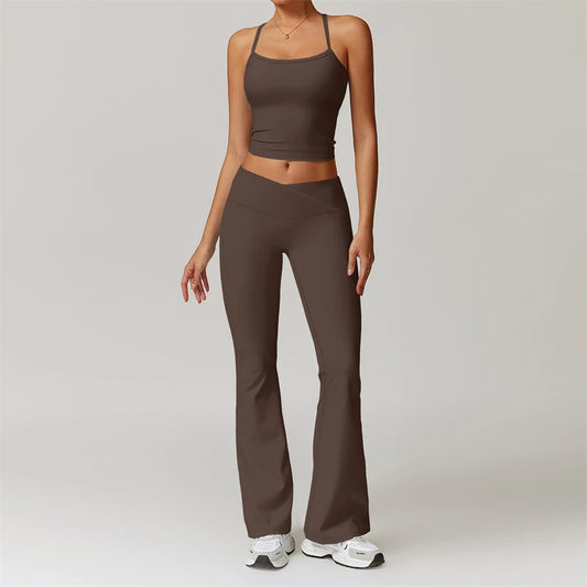 Legging 2 Piece Yoga Clothes Women's Tracksuit Athletic Wear Pilates Fitness Suit Gym Workout Sets Push Up Sports Bra Leggings Suit