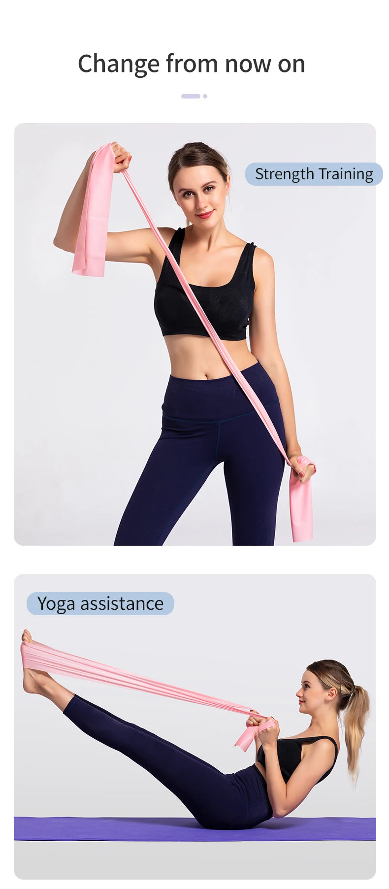 EQP Yoga Pilates Elastic Resistance Band Fitness Training Band 150cm Fitness Elastic Rubber Gym Natural Rubber