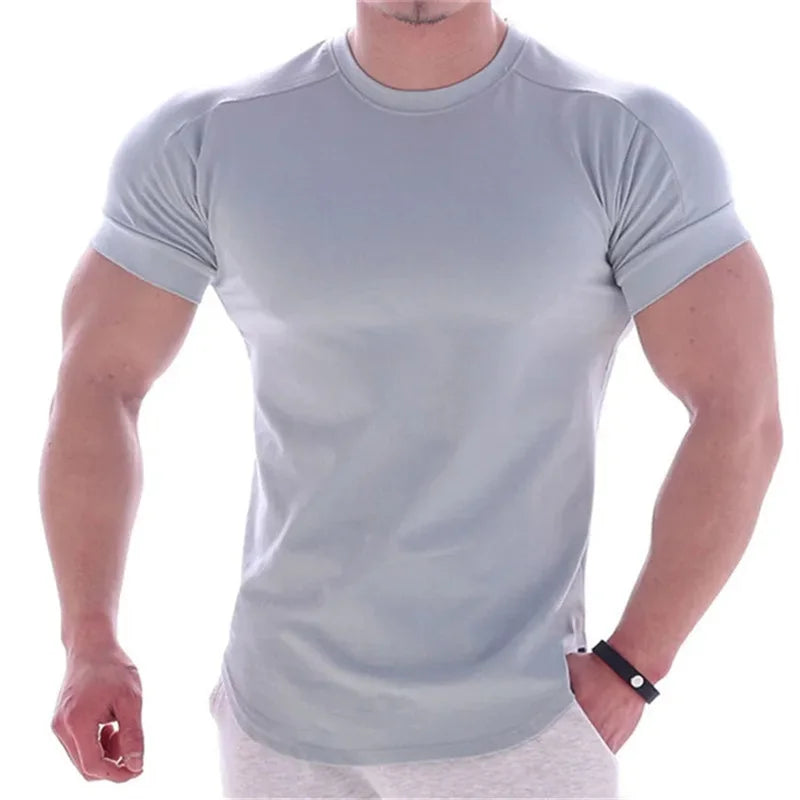 T-shirts  Men Gyms Short sleeve Fitness T-shirt Male quick-dry Workout Outdoor tight Tees Tops Men sportswear