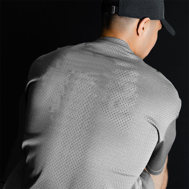 Men Short Sleeve Oversized Loose Men's Casual Sport T-Shirt Gym Bodybuilding Fitness Short Sleeve Shirt Summer Mesh Quick Dry Breathable Clothing