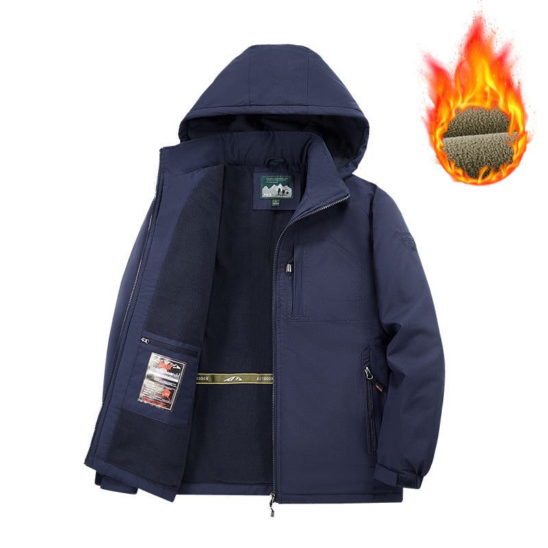 New Men's Detachable Hooded Thickened Cotton Jacket With Fleece For Warmth