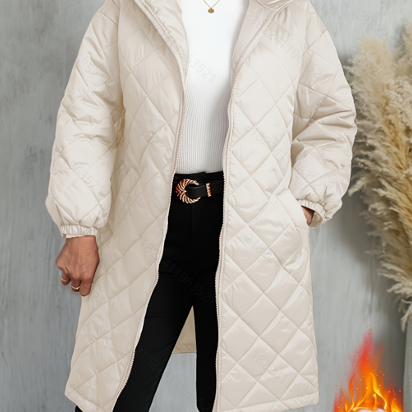 [Purple Quilted Jacket] Winter Women's Elegant Purple Quilted Hooded Jacket | Zip-Up, Long Sleeve, Non-Stretch Fabric with Pockets, Fall/Winter Casual Wear