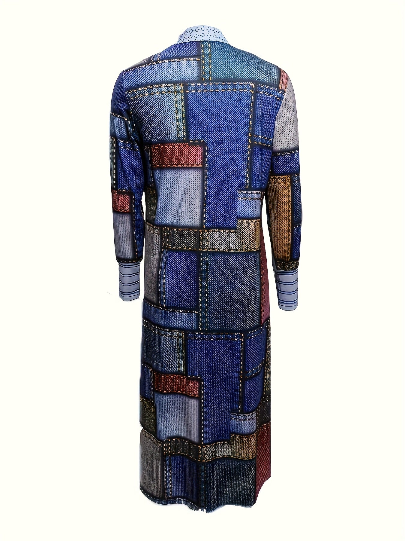 Fashion New Nuel Women's Color Block Patchwork Long Sleeve Cardigan Casual Open Front Coat Black